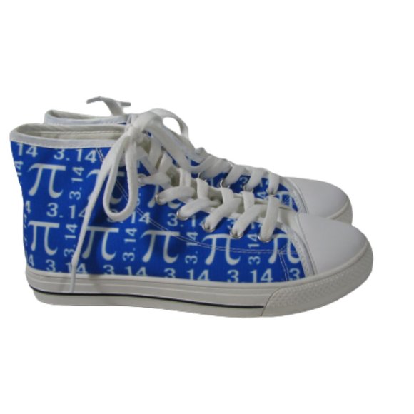 Math Pi 3.14 Sneakers Blue White 7/37 Canvas Teacher Gift Nerd Geek Shoes - Picture 3 of 7